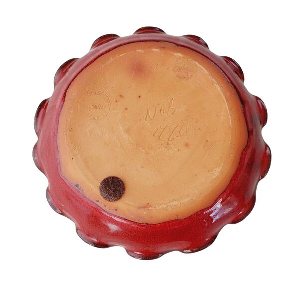 Vintage Owens Pottery 3PC Set Hand Crafted Candle Holder Red Handled Collectible - Picture 3 of 13